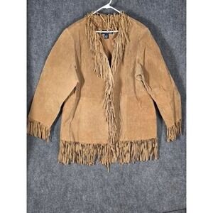 VTG Venezia Jeans Clothing Co Suede Fringe Jacket Western Boho Style Women 22/24